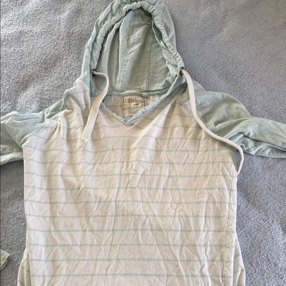 Free Planet Sky Blue Striped Hoodie